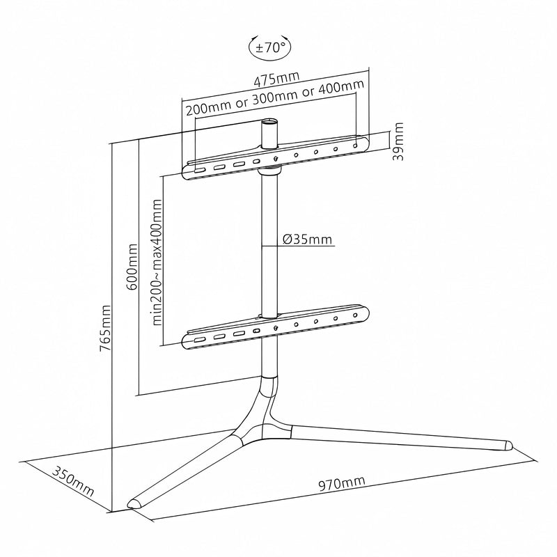 Målskitse TV-bord Ystad 76,5x97x35cm [pro.tec].