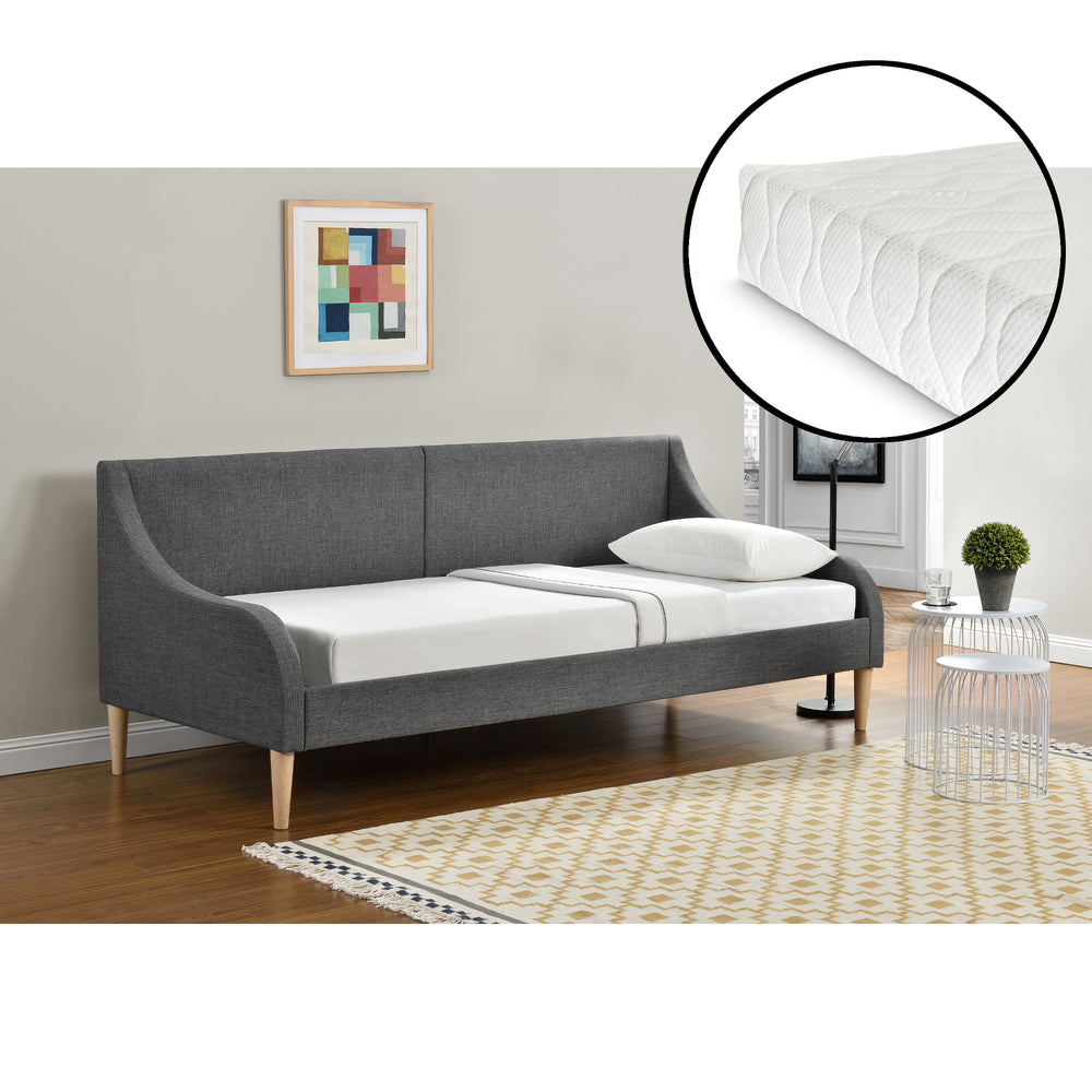 Dagseng 90x200 cm med eller uden koldskumsmadras mørkegrå en.casa - premiumXL