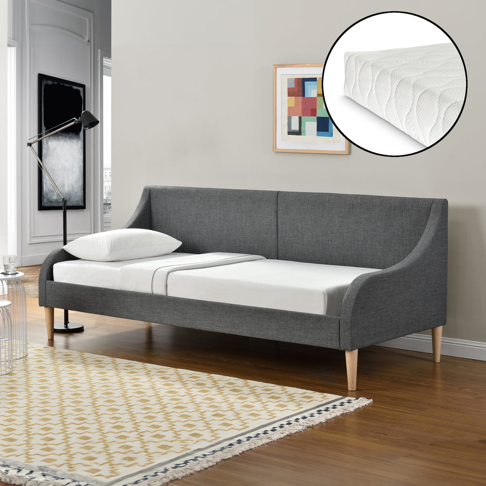 Dagseng 90x200 cm med eller uden koldskumsmadras mørkegrå en.casa - premiumXL