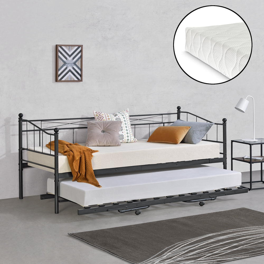 Metalseng Skutskär med madras 90x200cm i forskellige farver en.casa - premiumXL