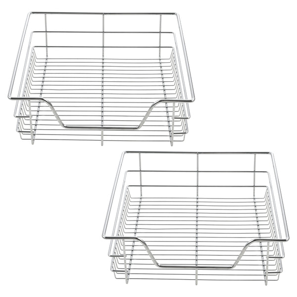 [en.casa] ® Trådkæbe med teleskopiske udtrækningsskinner sæt 2-forkromet metal-sølv-maks. belastning 20 kg-vælg model 