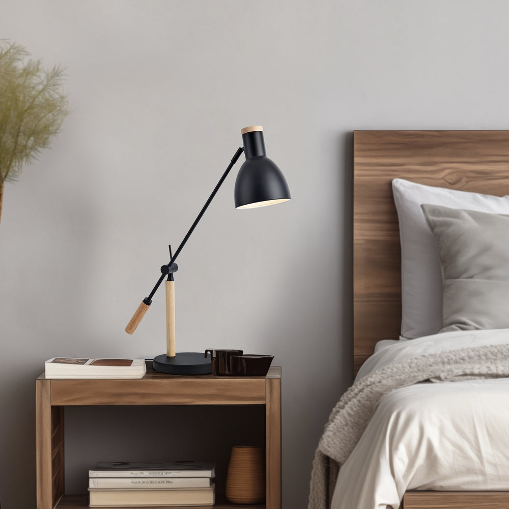 Bordlampe Watford Sort / Træfarvet [lux.pro] - premiumXL
