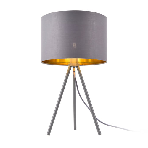 Bordlampe Metz E14 Max. 40W Stofskærm og metalfødder Grå/guld lux.pro