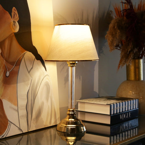 Bordlampe Paisley 1xE27 Beige / messingfarvet [lux.pro].
