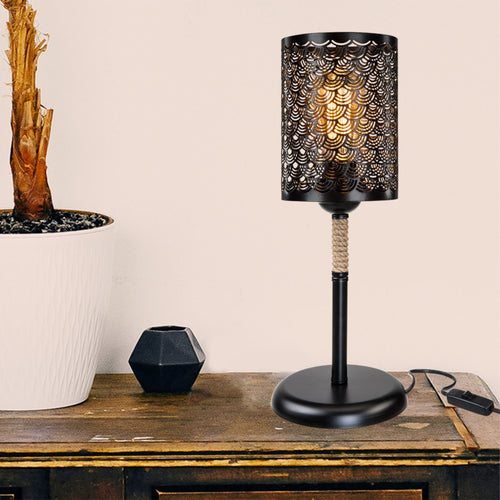 Bordlampe Filton E27 metal jute reb sort / jute farver [lux.pro].