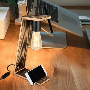 Bordlampe Gillingham E27 Massivtræ Sort / Trælook [lux.pro] - premiumXL