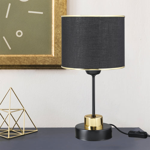 Bordlampe Gravesend E27 metal tekstil sort/messingfarvet [lux.pro].