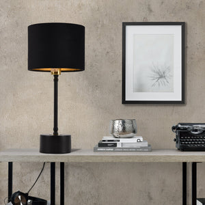 [lux.pro]® Bordlampe Deventer - 1xE14, max40W - 39x18cm - kobber / sort - metal / flannel - i forskellige farver