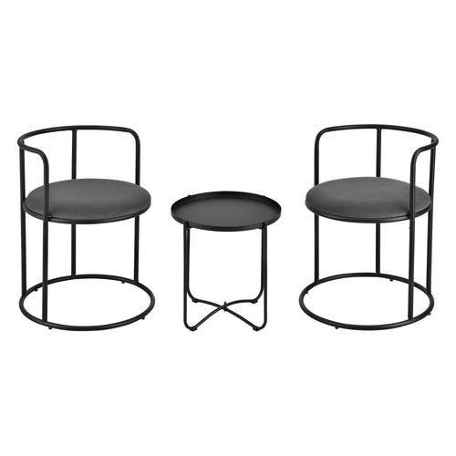 Bord med 2 stole Älvkarleby Black en.casa