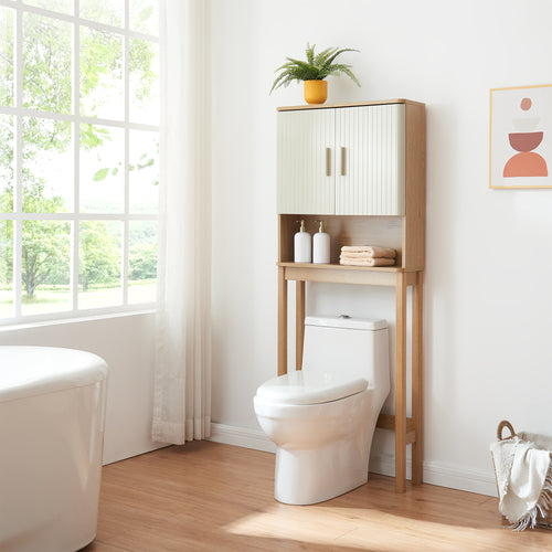 Toiletskab Ferrersp 160x63x20 cm egetræslook/sandfarver [en.casa]