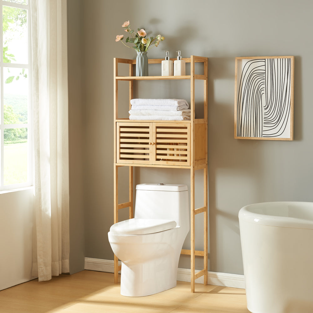 Badeværelseshylde Haugesund 158x60x26 cm bambus [en.casa] - premiumXL