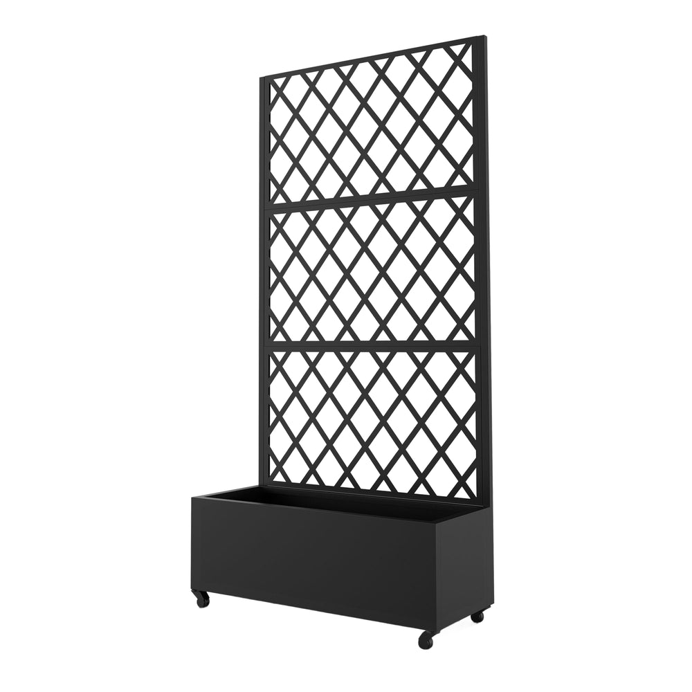 Skillevæg Malja med blomsterkasse i stål 190x82x38 cm sort [casa.pro].