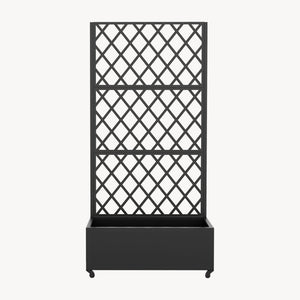 Skillevæg Malja med blomsterkasse i stål 190x82x38 cm sort [casa.pro].