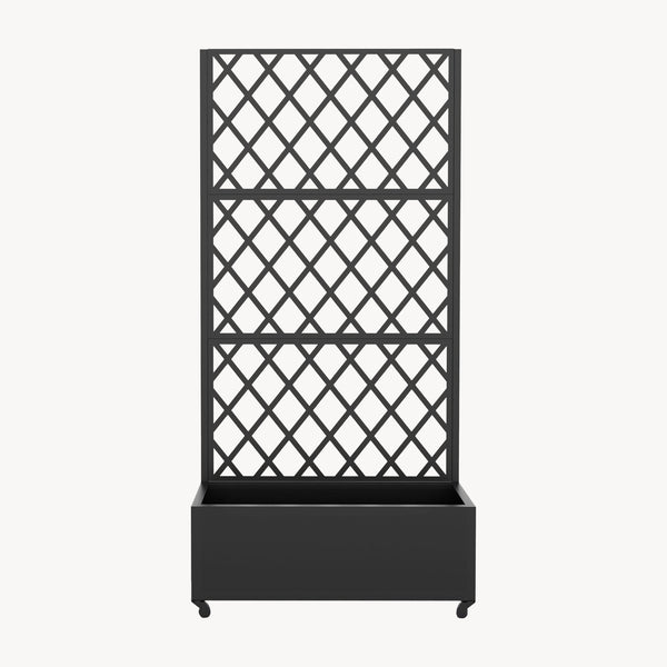 Skillevæg Malja med blomsterkasse i stål 190x82x38 cm sort [casa.pro].