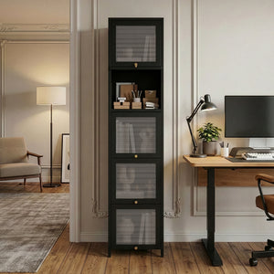 Vitrineskab Ostersund 174x40x35 cm Sort [en.casa]