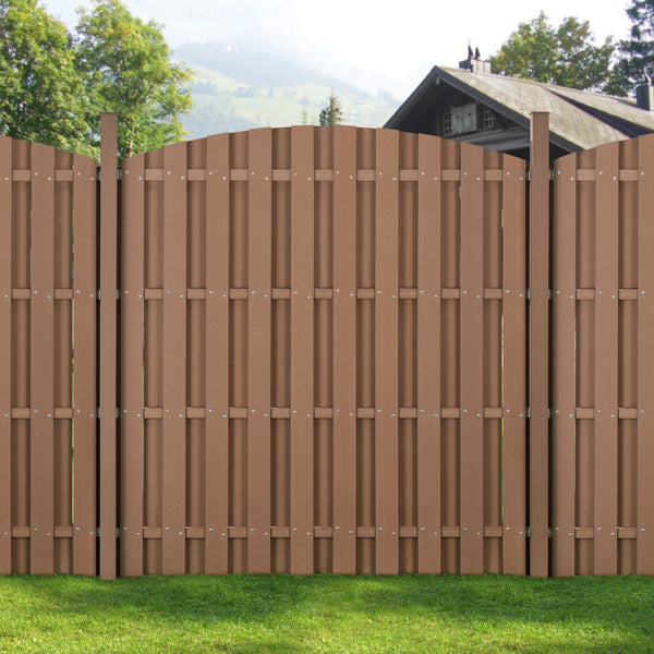 [neu.holz]® Hegn med stolpe - bue form - WPC - 185x193cm - i forskellige farver