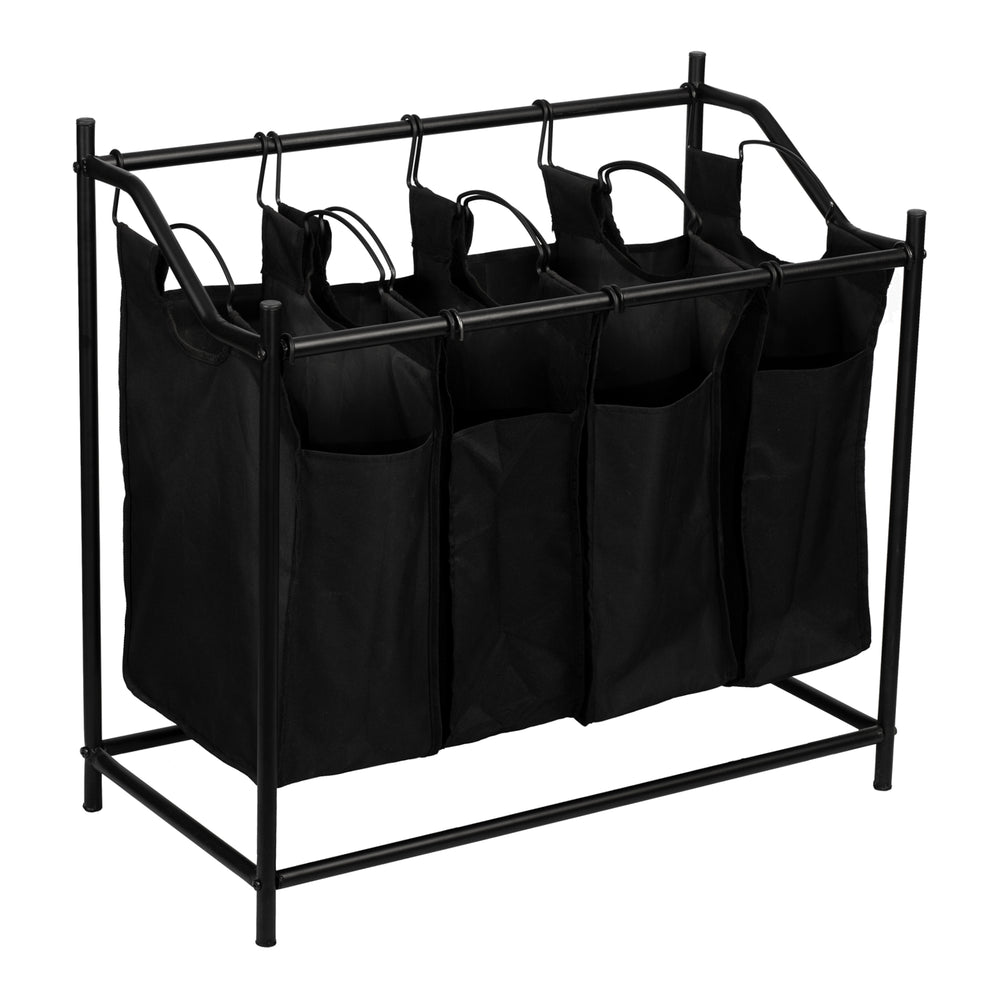 Vasketøjskurv Vamdrup med 4 vasketøjsposer 18 L metalstel sort [en.casa] - premiumXL