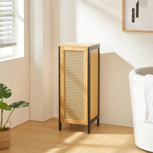 Vasketøjskurv Tervola 51 L Sort/Bambus [en.casa] - premiumXL