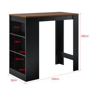 [en.casa] Elegant barbord med kopholder 110x50x103cm - krydsfiner - forskellige farver
