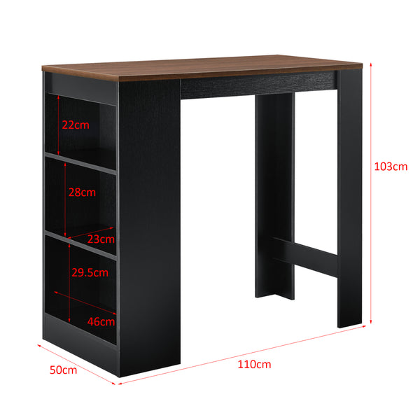 [en.casa] Elegant barbord med kopholder 110x50x103cm - krydsfiner - forskellige farver