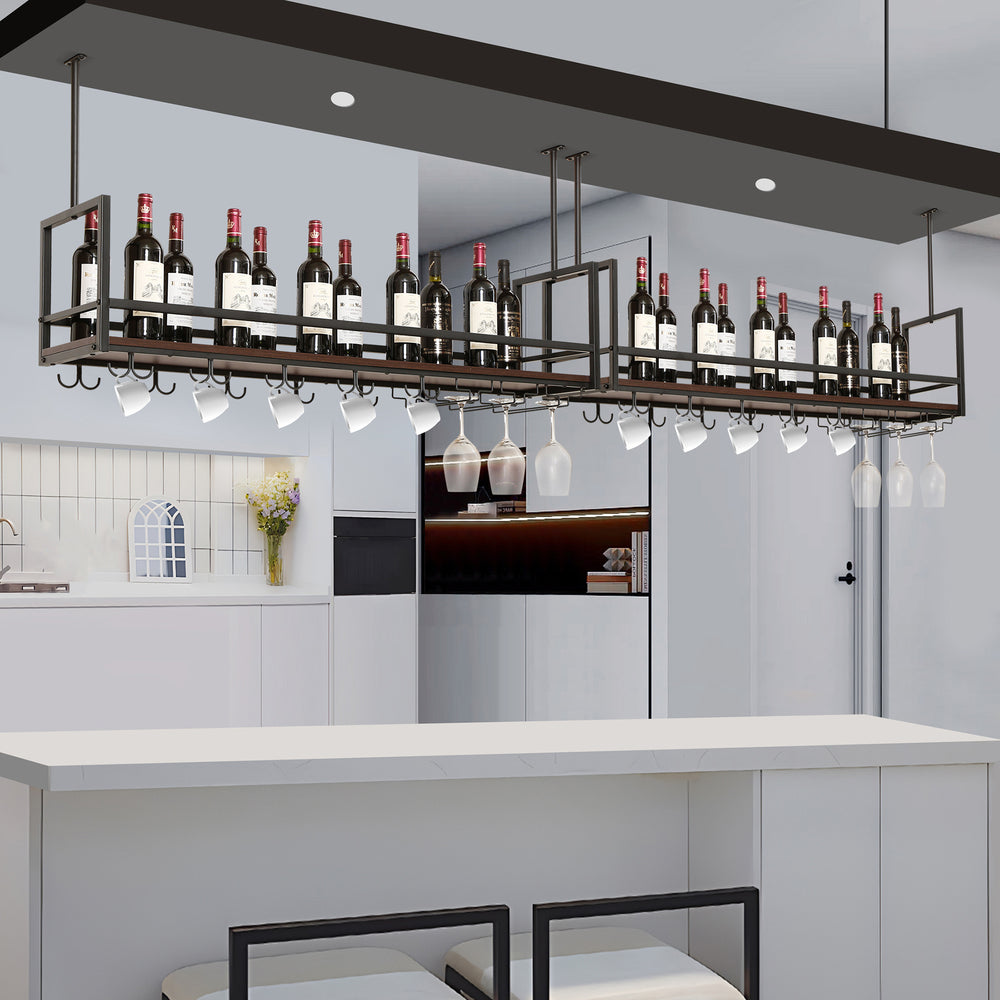 Vinreol med glasholder Borejle [en.casa]