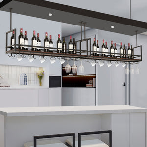 Vinreol med glasholder Borejle [en.casa]