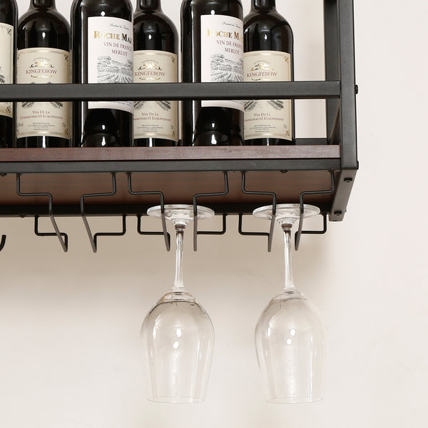 Vinreol med glasholder Borejle [en.casa]