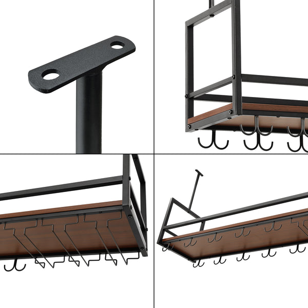 Vinreol med glasholder Borejle [en.casa]