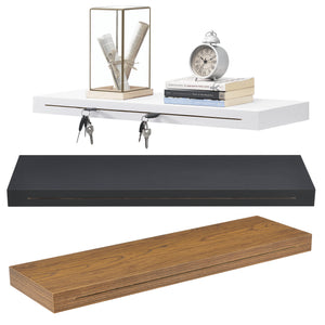 [en.casa]® Væghylde - extra plads for nøgler - 80x23,5x5cm - i forskellige farver
