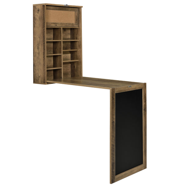 [en.casa]® Vægmonteret klapbord med tavle - 156x50x91,5cm - MDF - kork - i forskellige farver