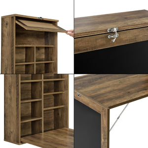 [en.casa]® Vægmonteret klapbord med tavle - 156x50x91,5cm - MDF - kork - i forskellige farver