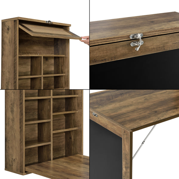 [en.casa]® Vægmonteret klapbord med tavle - 156x50x91,5cm - MDF - kork - i forskellige farver