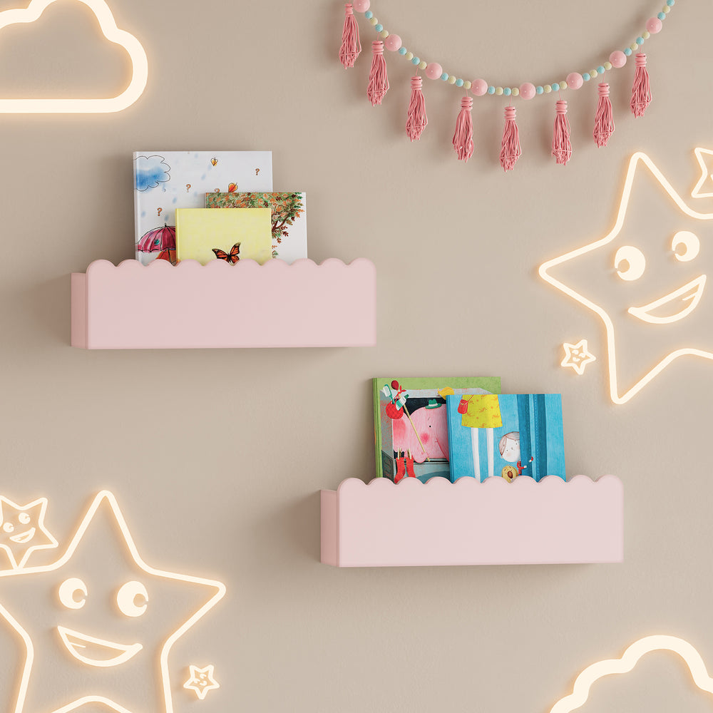 Børn - Vægreol 2 stk. Vestnes 40x10x10 cm Cotton Candy [en.casa] - premiumXL
