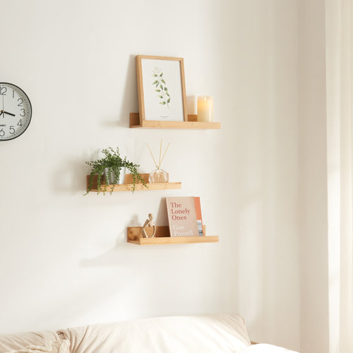Væghyldesæt Gildeskål 3-delt sæt 40x13x7cm bambus [en.casa] - premiumXL