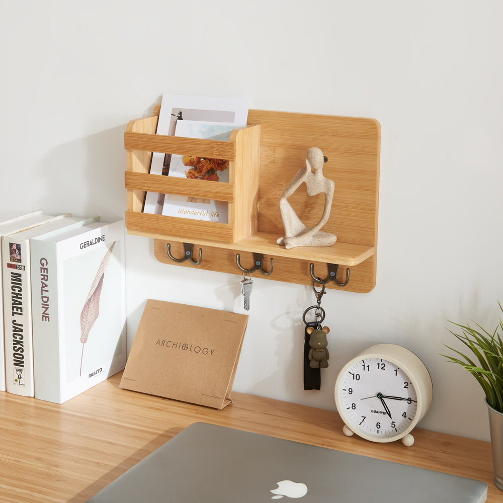 Væghylde Giske 33x8x22 cm bambus [en.casa] - premiumXL