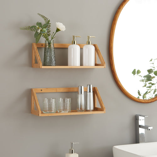 Væghyldesæt Gjerdrum 2-delt sæt 43x15x15cm bambus [en.casa] - premiumXL