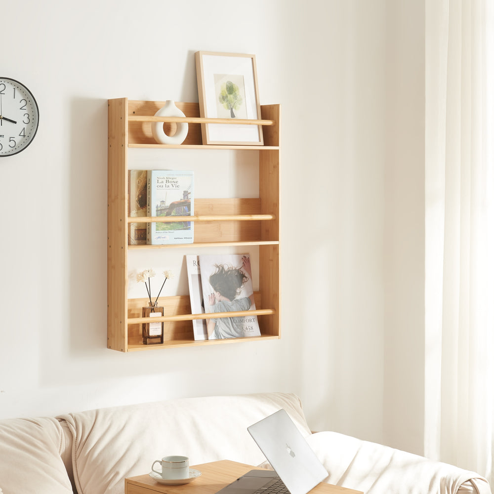 Vægghylde Hareid 80x60x12cm bambus [en.casa] - premiumXL
