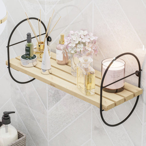 Væghylde Oulu med metalramme Sort/Natur i forskellige størrelser [en.casa] - premiumXL