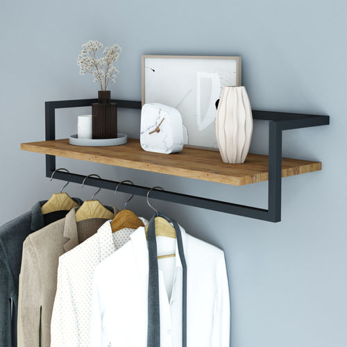 Væg garderobe Evje 80x30x20cm træfarvet/sort [en.casa] - premiumXL