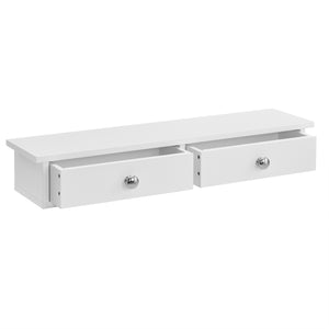 Vægmonteret hylde Geeste 60x15x10 cm med 2 skuffer Hvid [en.casa] - premiumXL