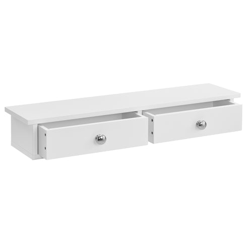 Vægmonteret hylde Geeste 60x15x10 cm med 2 skuffer Hvid [en.casa] - premiumXL