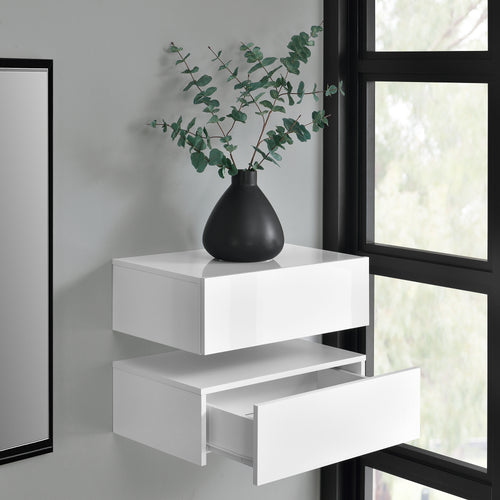 Væghylde Oslo med skuffe 46x30x15cm forsk. farver [en.casa] - premiumXL