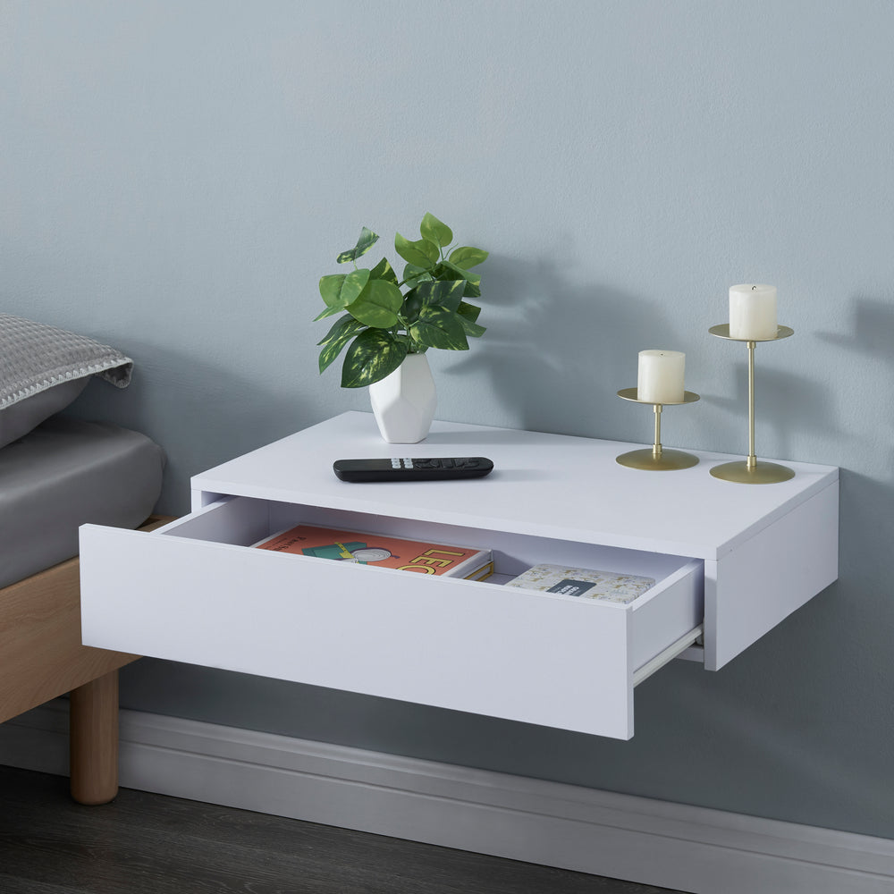 Vægmonteret hylde Kärsämäki med skuffe [en.casa] - premiumXL