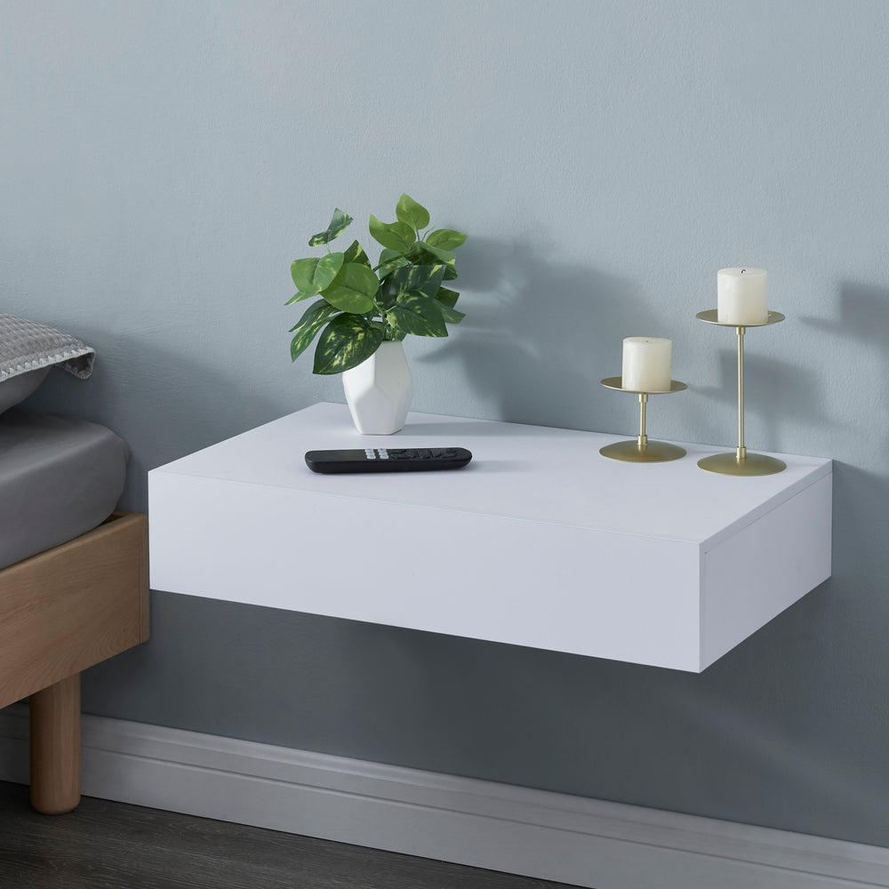 Vægmonteret hylde Kärsämäki med skuffe [en.casa] - premiumXL