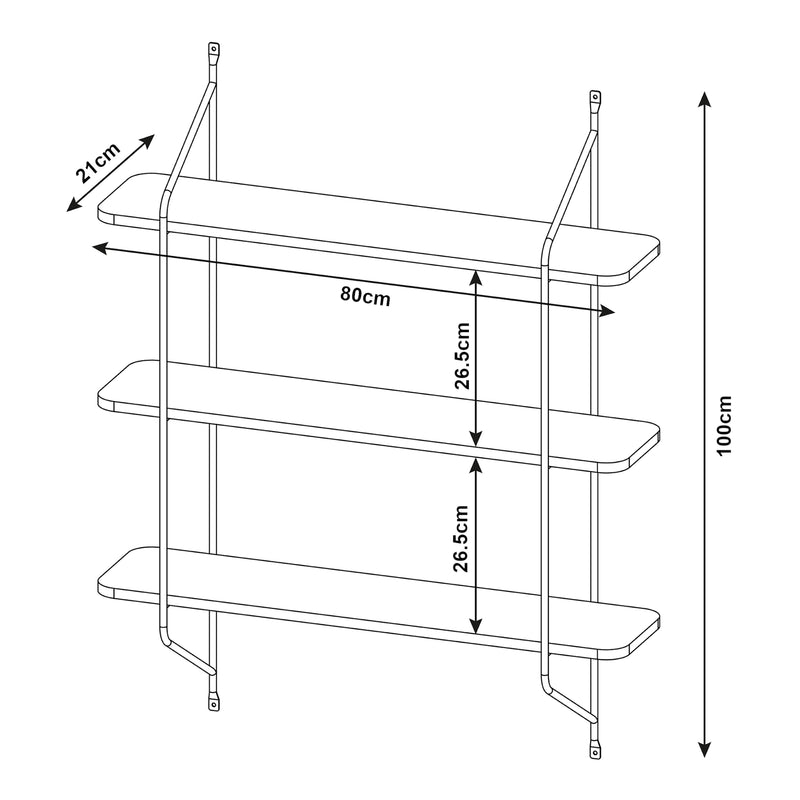 Målskitse Væghylde Østfold 100x80x21 cm [en.casa]