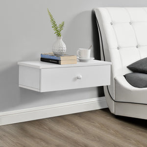 [en.casa]® Væghylde med opbevaringsskuffe - 60 x 24 x 12,6 cm - i forskellige farver