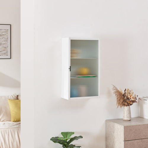 Zundert vægskab med ribbet glasdør 60x35x15 cm stål [en.casa]