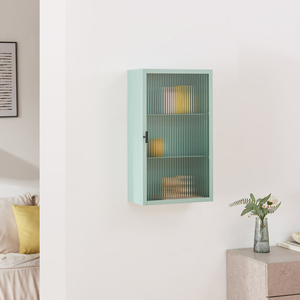Zundert vægskab med ribbet glasdør 60x35x15 cm stål [en.casa]