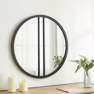 Vægspejl Suomussalmi Ø60 cm Sort [en.casa] - premiumXL