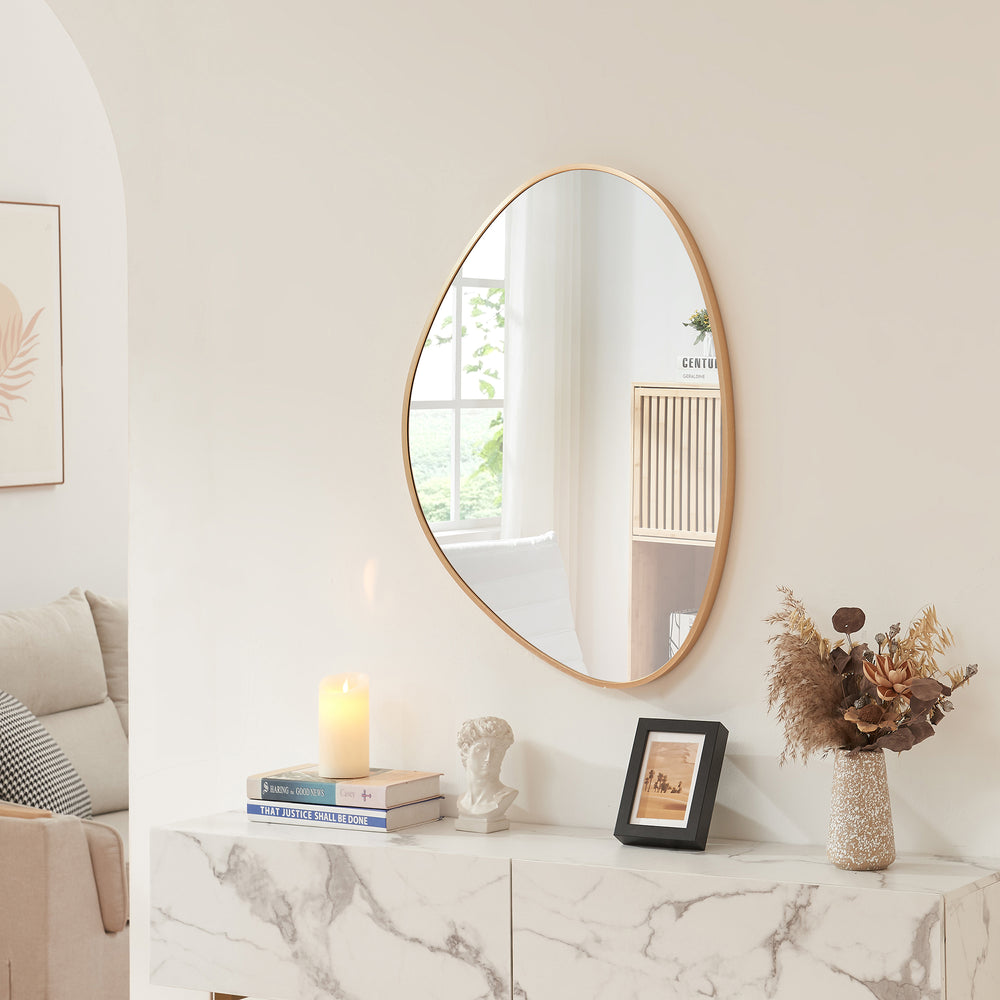 Vægspejl Lardkapihond 75x53 cm Guld farve [en.casa] - premiumXL